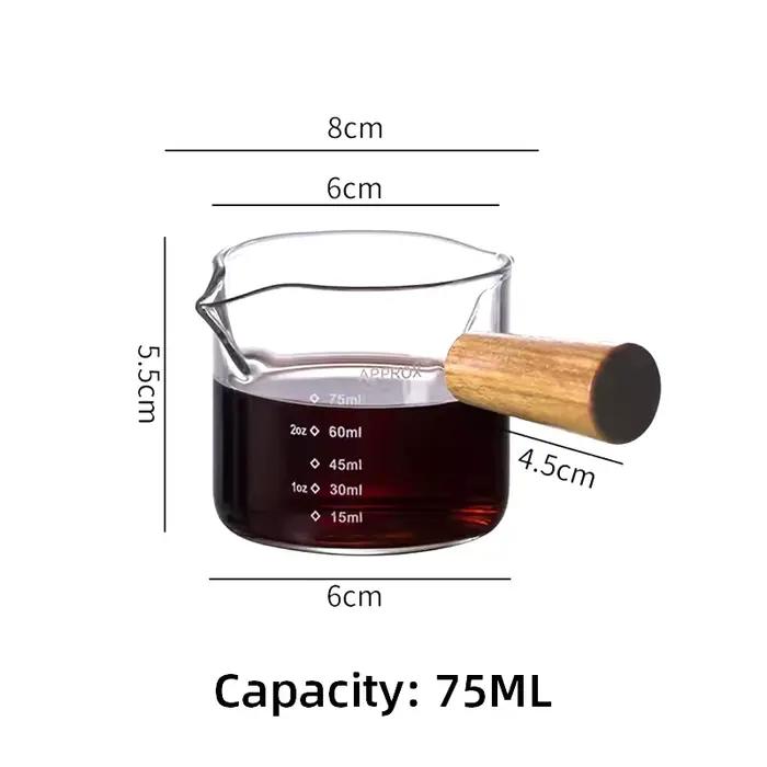 Tasse à mesurer expresso 75ml 100ml, verre à Shot d'extraction, manche en bois avec échelle, pichet