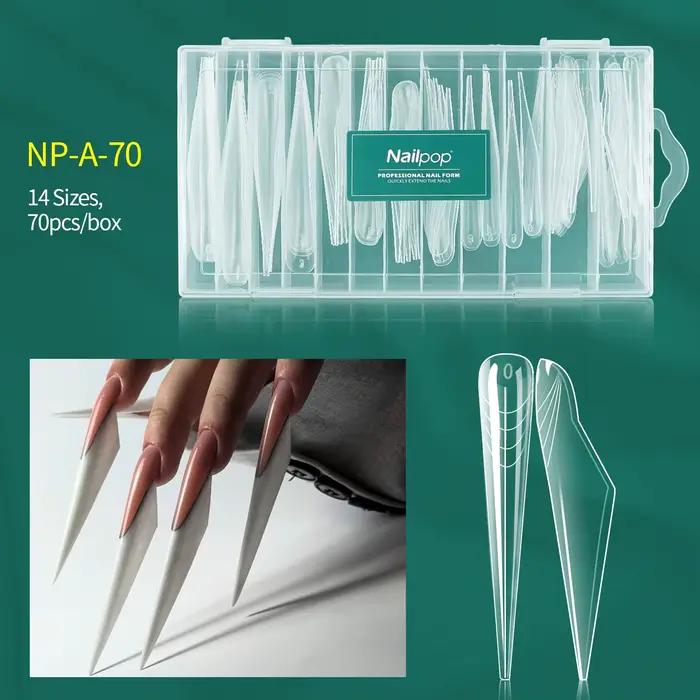 Nailpop – moule à ongles à pression transparente, double forme, couverture complète, 14 tailles avec