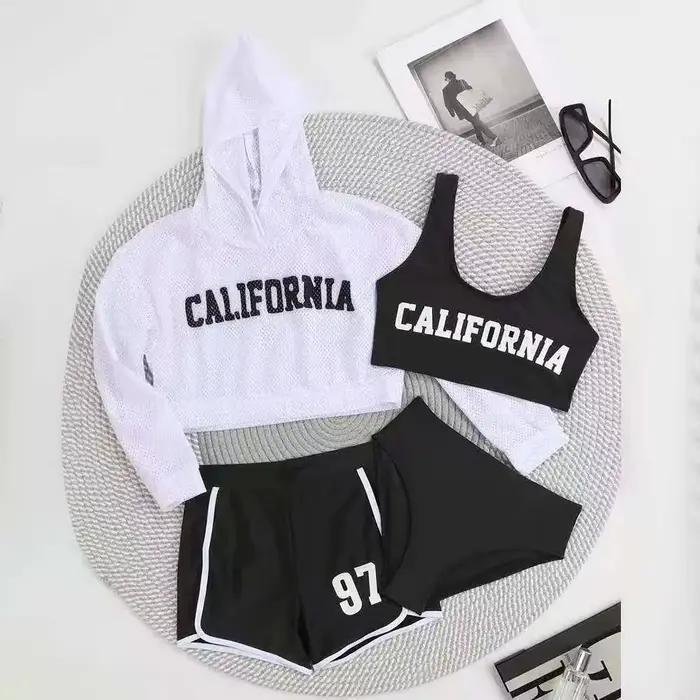 Maillot de bain sportif 4 pièces pour filles 2026 – Hauts et shorts de bikini pour enfants – Tenue d