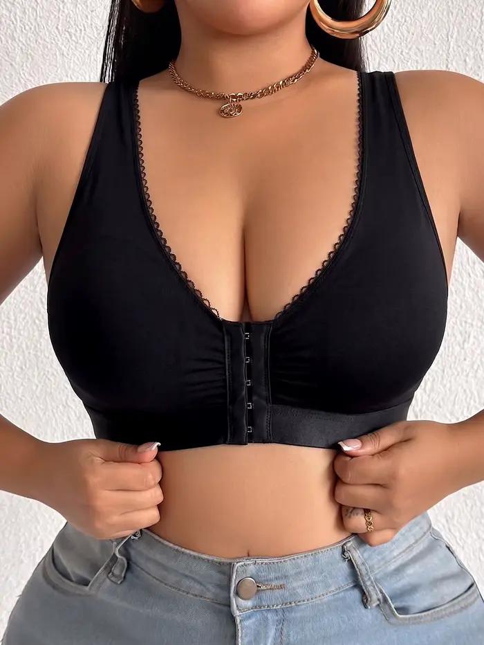 Soutien-gorge Grande Taille Femme, Bonnet Complet, Sans Armature, Non Doublé, Push-Up, Fermeture Ava
