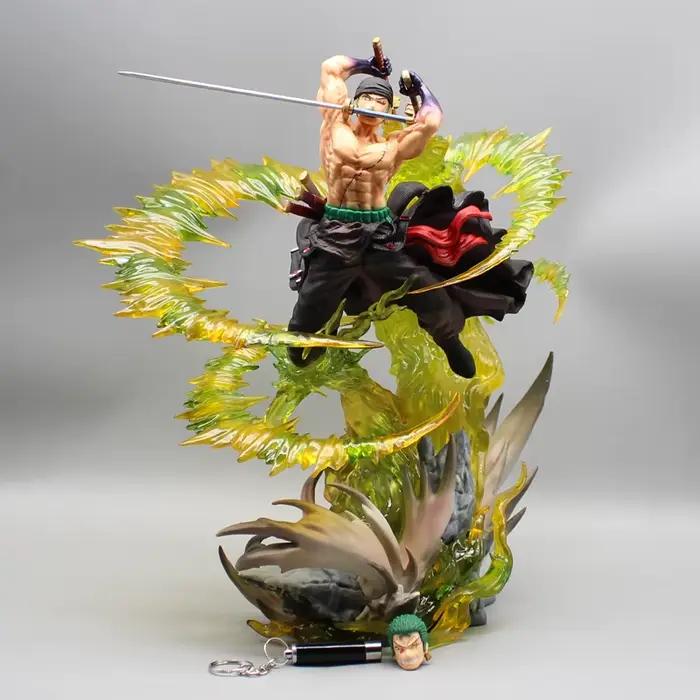 Roronoa Zoro Anime Figure avec lumière, modèle debout, PVC, renforcement, ornement, jouets cadeaux d