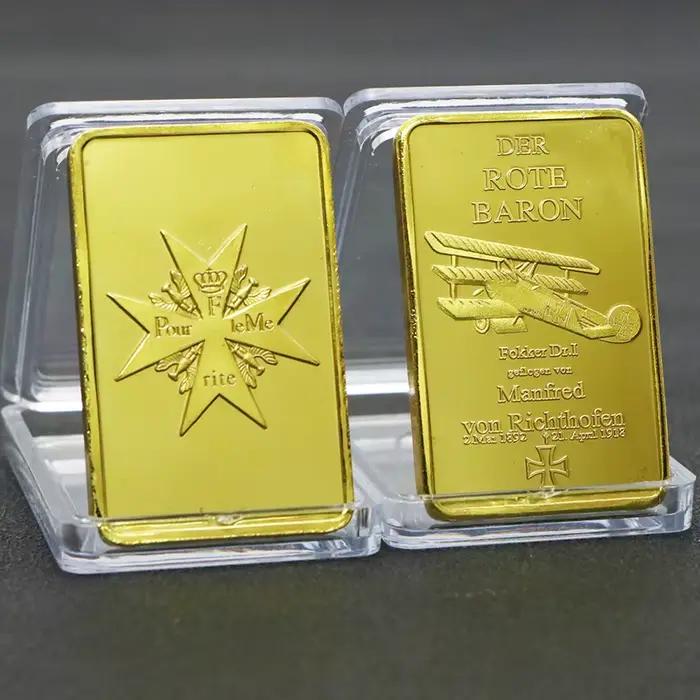 Lingot d'or allemand, barre transversale, pièce de collection, pilote allemand, baron, skip, aigle
