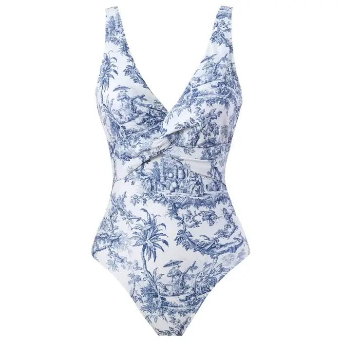 Maillot de bain froncé pour femmes, une pièce, avec jupe portefeuille, pour baigneurs, vêtements de