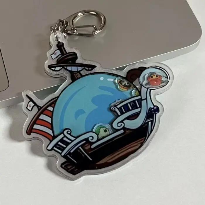 One Piece Monkey·D·Luffy Dessin animé créatif Mignon Shake Musique Porte-clés Personnalisé 2D Anime
