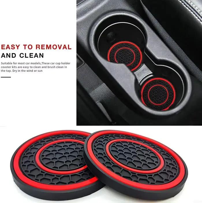 Nouveau tapis antidérapant 2 pièces, dessous de verre de voiture, porte-gobelet de voiture Durable,