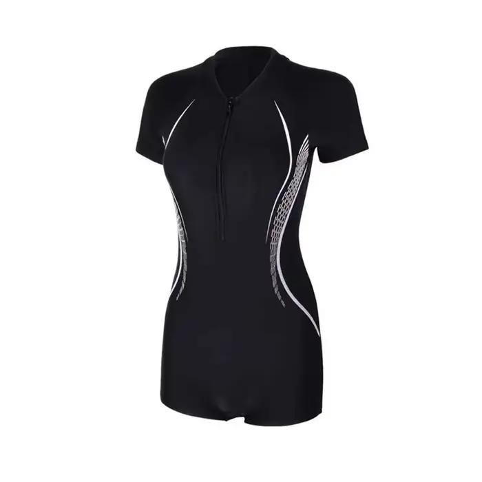 Nouveau maillot de bain à manches courtes femmes une pièce coin plat Surf body fermeture éclair cons