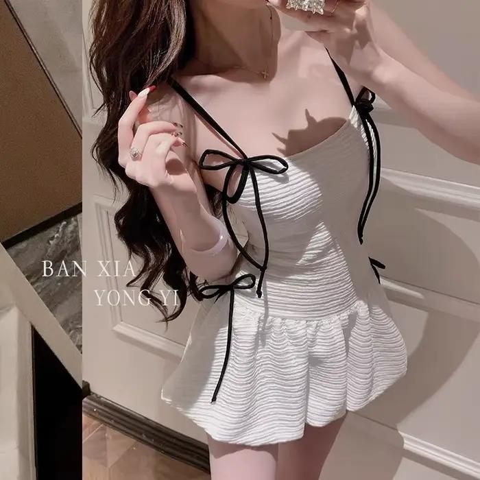 Maillot de bain une pièce camisole haut de gamme de style français pour femmes, nouvel article popul