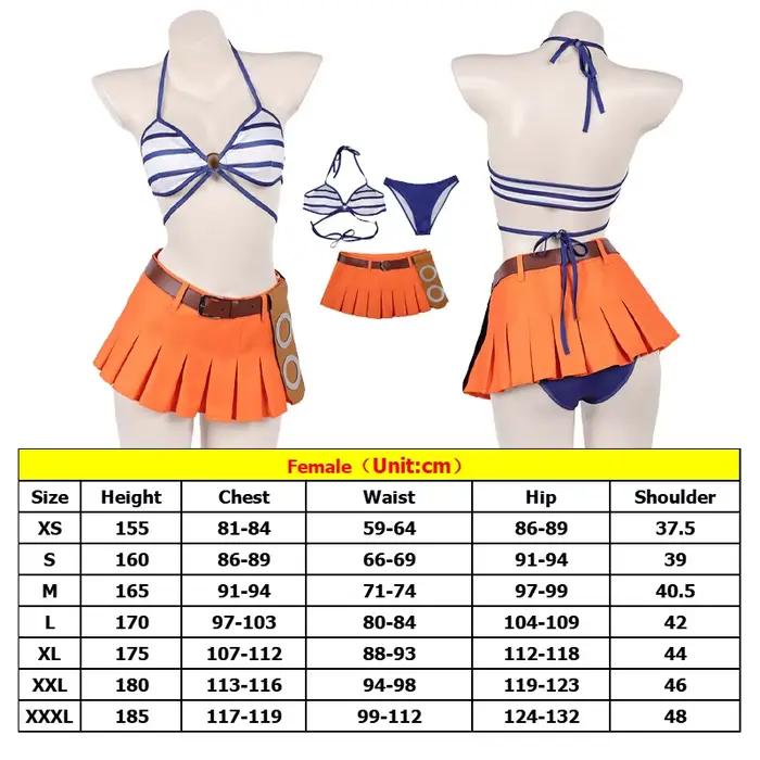 Costume de bain Nami Cosplay, ensemble soutien-gorge, jupe et short, style pirate TV, pour Halloween