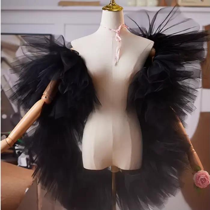 Nouveau châle vert olive exagéré, accessoire pour robe de bal et de performance