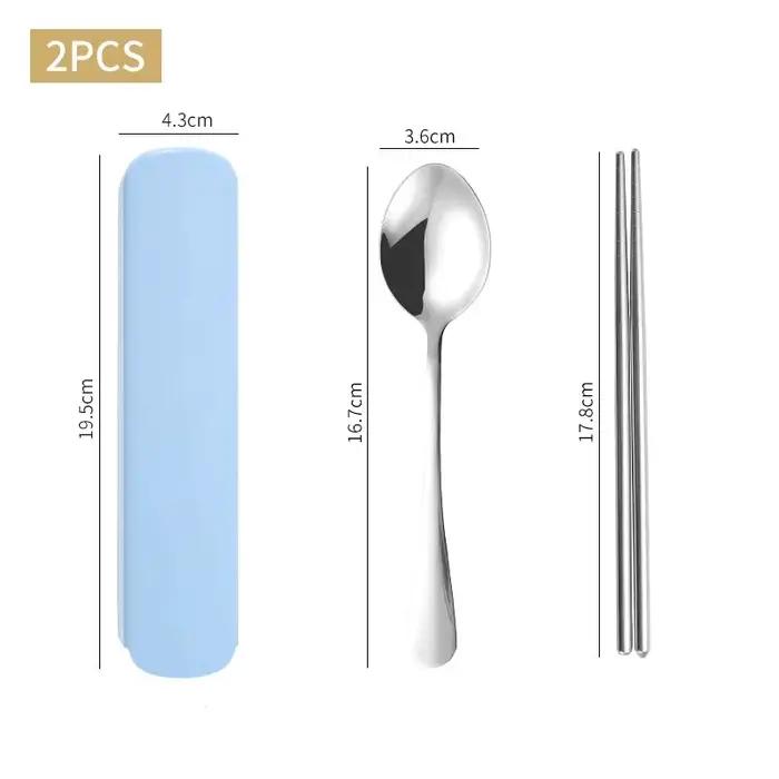 1 ensemble de vaisselle Portable en acier inoxydable, baguettes, cuillères, fourchettes, ensemble de
