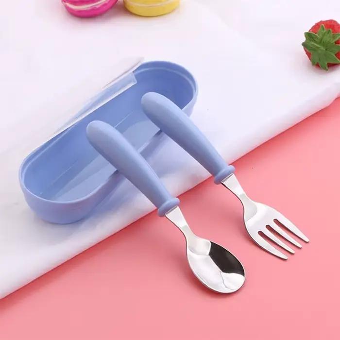 Ensemble d'ustensiles pour enfants, 3 pièces, cuillère fourchette en acier inoxydable 304 pour tout-