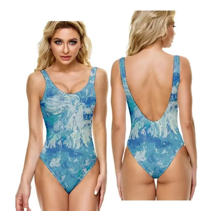 Une pièce Maillot de bain dégradé Psychédélique Sunburst imprimé décontracté ventre contrôle m