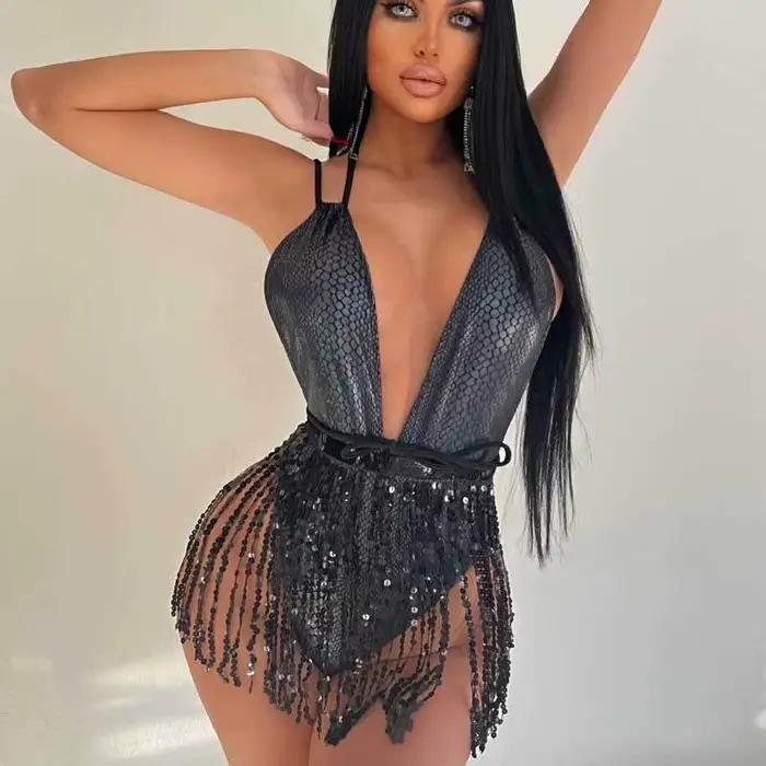 Bling Sexy Bikini femmes une pièce maillot de bain féminin Monokini maillots