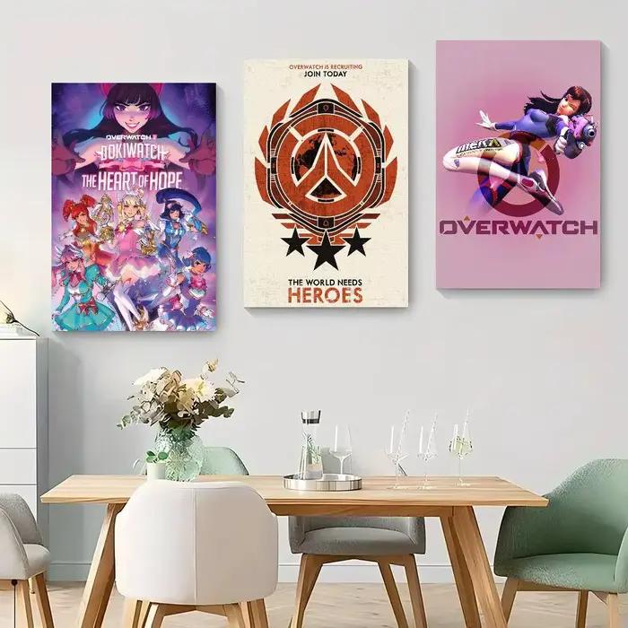 Pop Game O-Overwatch – affiche artistique autocollante mignonne, autocollant rétro en papier Kraft, autocollant DIY pour chambre, bar, café, peinture murale