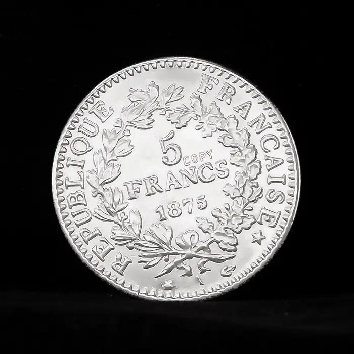 Pièce commémorative en argent Hercules français 5 Franc, réplique du troisième république, monnaie européenne, Souvenir, Badge français, 1875