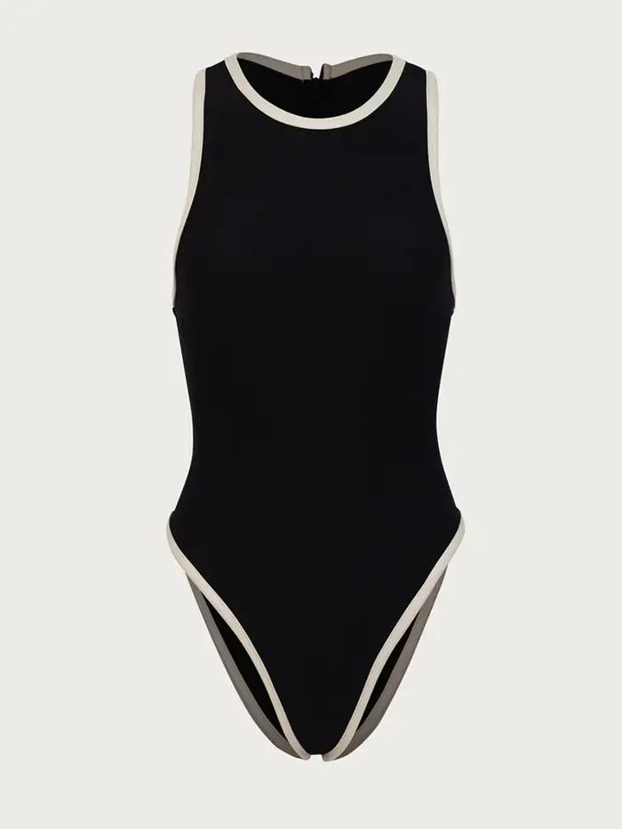 Maillot de bain une pièce à col haut pour femmes