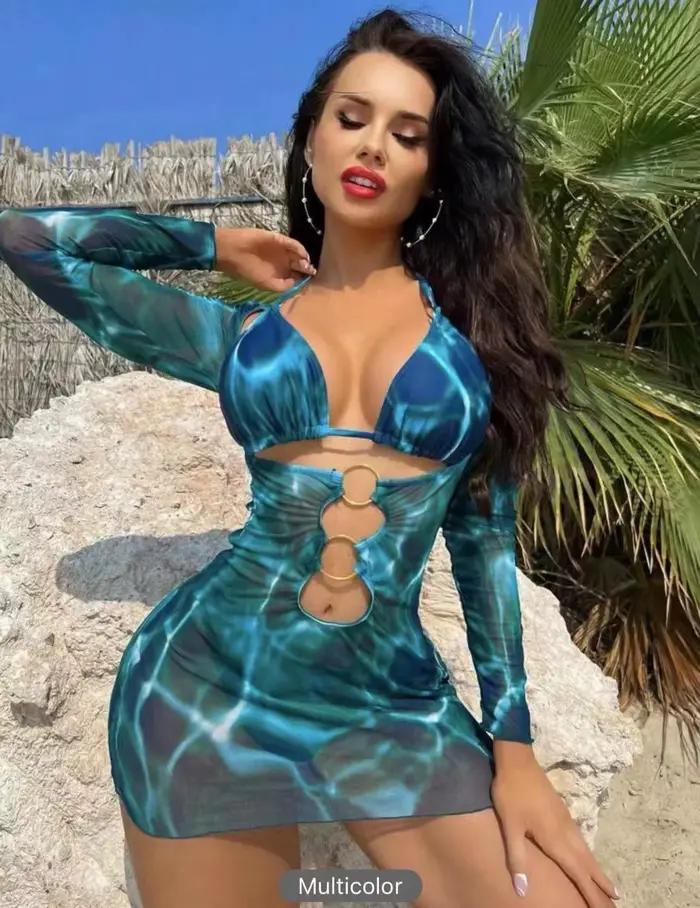 Cikini-ensemble bikini fendu trois pièces pour femme