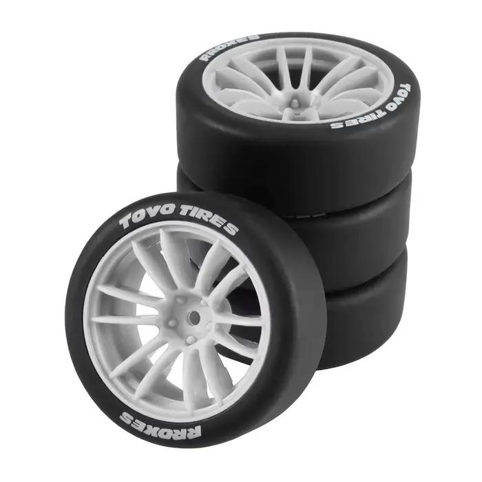 Pneu de voiture RC 1/10 à motif labyrinthe, bande de roulement rallye et pneu slick de drift, compatible avec MJX 10303 10304 LAIKALO XTS-S10 TRAXXAS Ford RC Rally Car