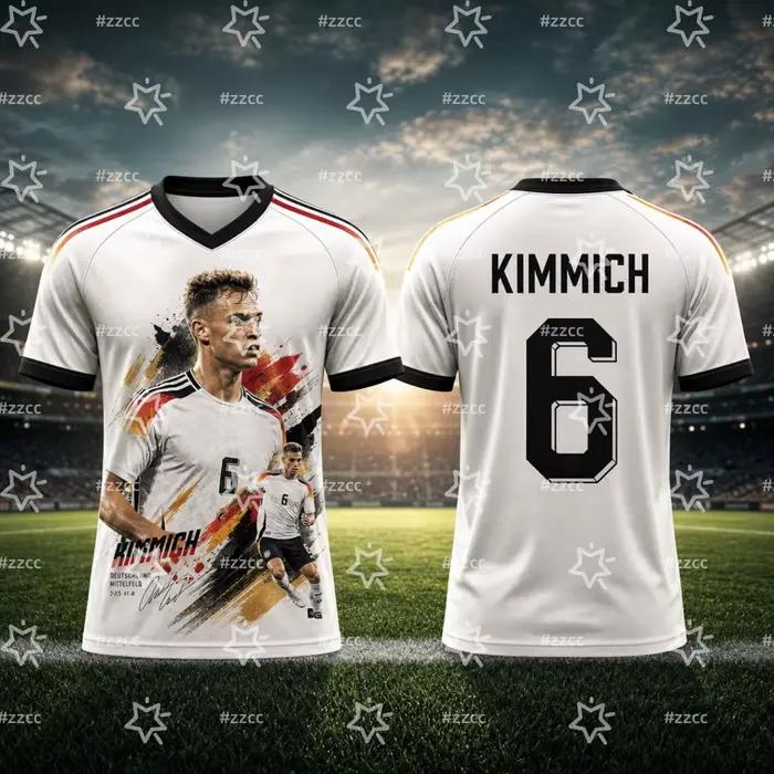 Maillot de football Allemagne 2026 Kimmich N°6 Kit d'entraînement de match T-shirt de sport d'été pour homme Vêtements pour enfant Maillot de cyclisme pour femme 