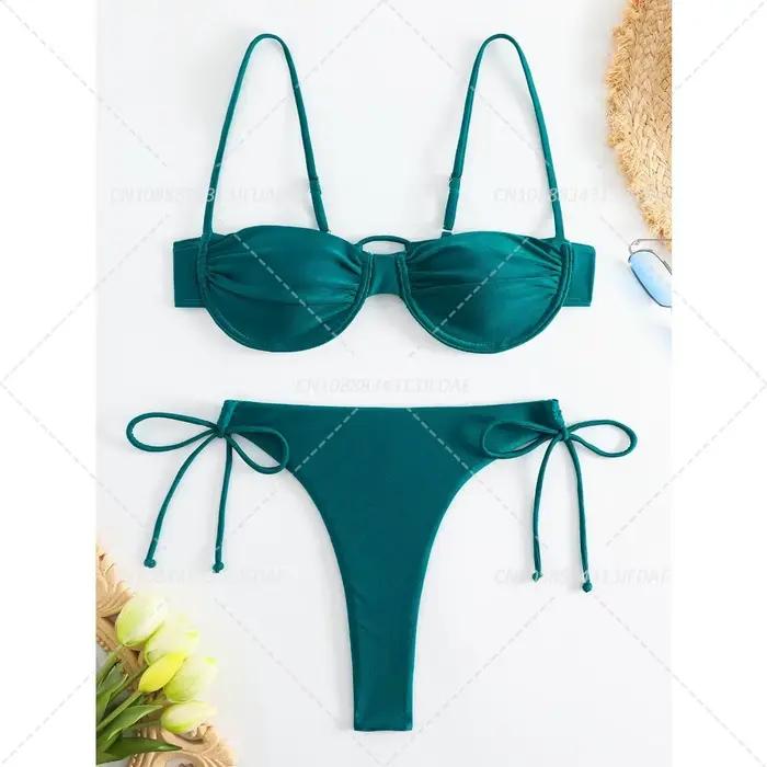 Dégradé Orange Bikinis taille haute maillot de bain femmes maillots