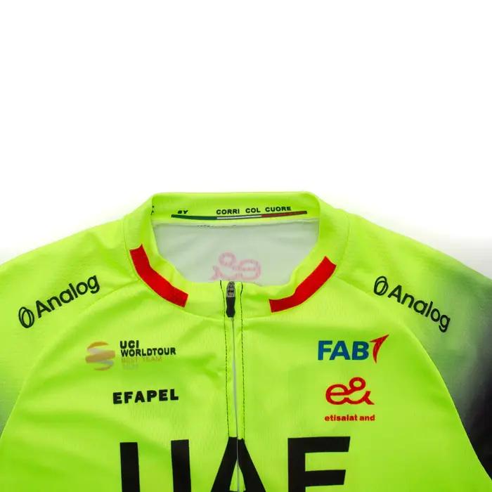 Maillot et Short de Cyclisme Jaune Fluorescent Émirats Arabes Unis pour Hommes – Tenue de Vélo VTT et Route 2026