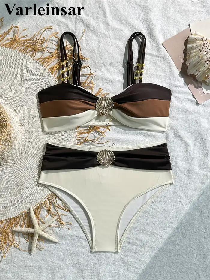 2026 Maillot de bain femme deux pièces à coque métallique