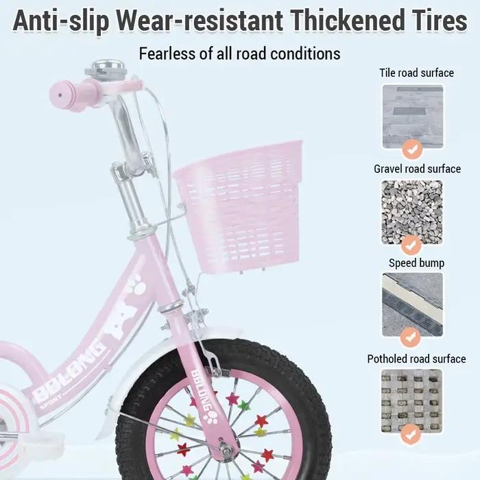 Vélo pour enfants de 12 à 20 pouces pour filles âgés de 3 à 13 ans, avec roues d'entraînement, panier, filet de protection, roue à la mode, vélos pour filles de 5 à 8 ans