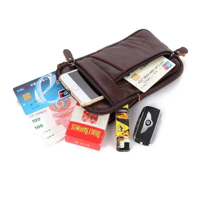 Sac de taille en cuir pour hommes, sac pour téléphone portable, ceinture de Sport de plein air, petit sac à bandoulière pour faire d'affaires