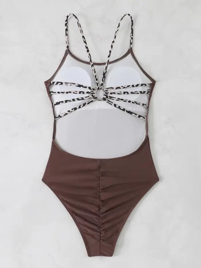 Maillot de bain une pièce pour femmes, couleur unie, col en V, Sexy, Monokini, dos nu, vêtements de plage, nouvelle collection, été, 2026