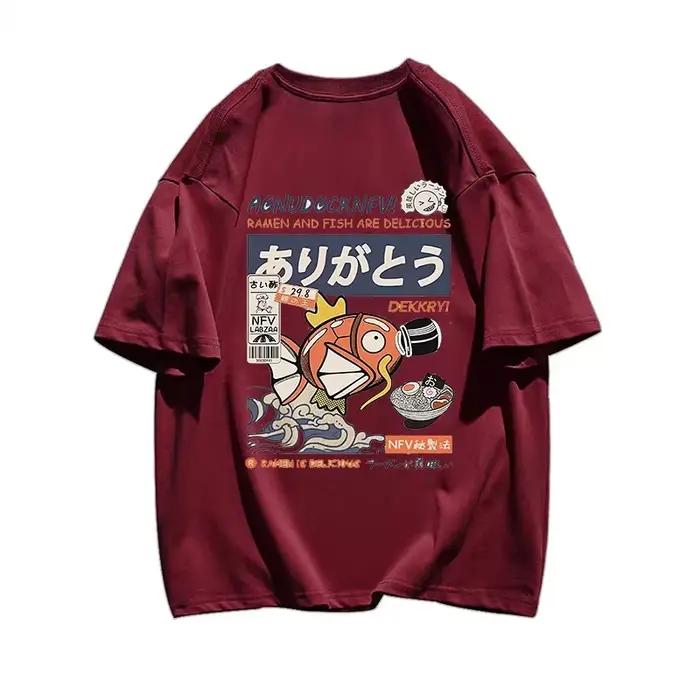 T-shirts à manches courtes imprimés pour hommes et femmes de rue d'anime japonais, T-shirts en coton de mode décontractée hip-hop taille européenne haut rond