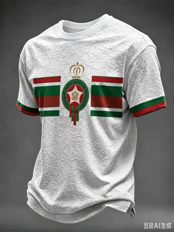 Maillot de football extérieur de l'équipe du Maroc, blanc, à manches courtes, T-shirt vert unisexe pour supporters, entraînement sportif, décontracté