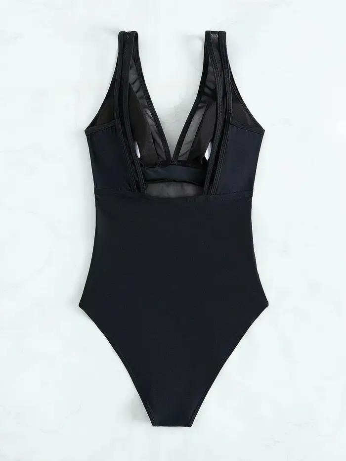 Maillot de bain une pièce en maille contrastée