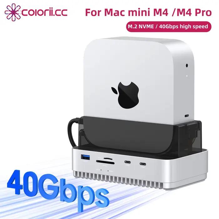 Hub USB C avec boîtier SSD M.2 40Gbps pour Mac Mini M4/M4 Pro support Station d'accueil type-c boîtier SSD USB3.2 Gen2 SD4.0 TF4.0