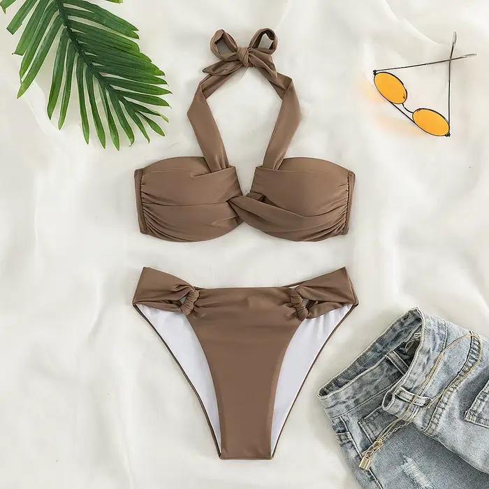 Cikini-Twist Halter Push Up Bikini Maillot de bain pour femme