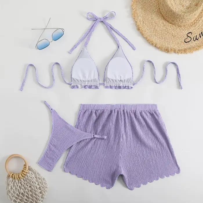 Ensemble de 3 pièces : Bikini string triangle 2026 pour femme