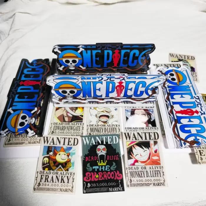 Figurines décoratives One Piece avec logo, fond blanc et noir, présentoir sur pied, jouets modèles, cadeau, 13 cm