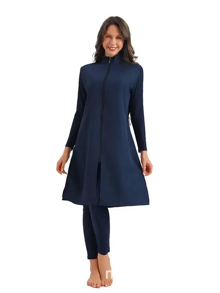 Musulman modeste Burkini femmes à manches longues maillot de bain imprimé couverture complète