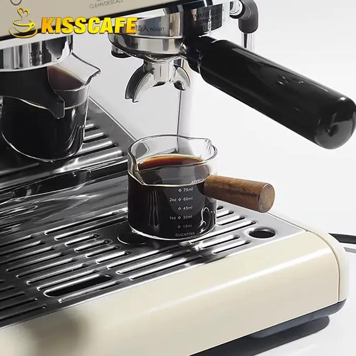 Tasse à mesurer expresso 75ml 100ml, verre à Shot d'extraction, manche en bois avec échelle, pichet à lait, Latte, accessoires pour café, outil Barista