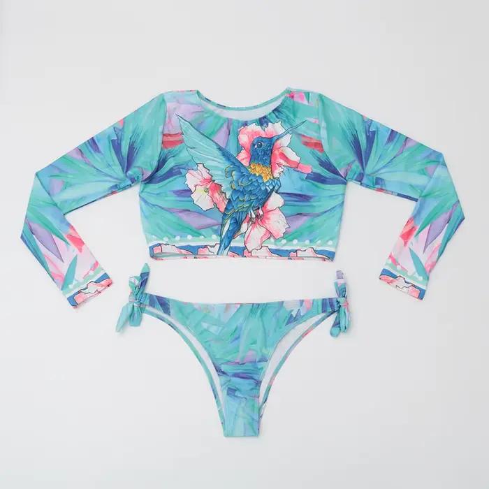 2025 nouveau à manches longues Bikini ensemble femmes deux pièces maillot de bain