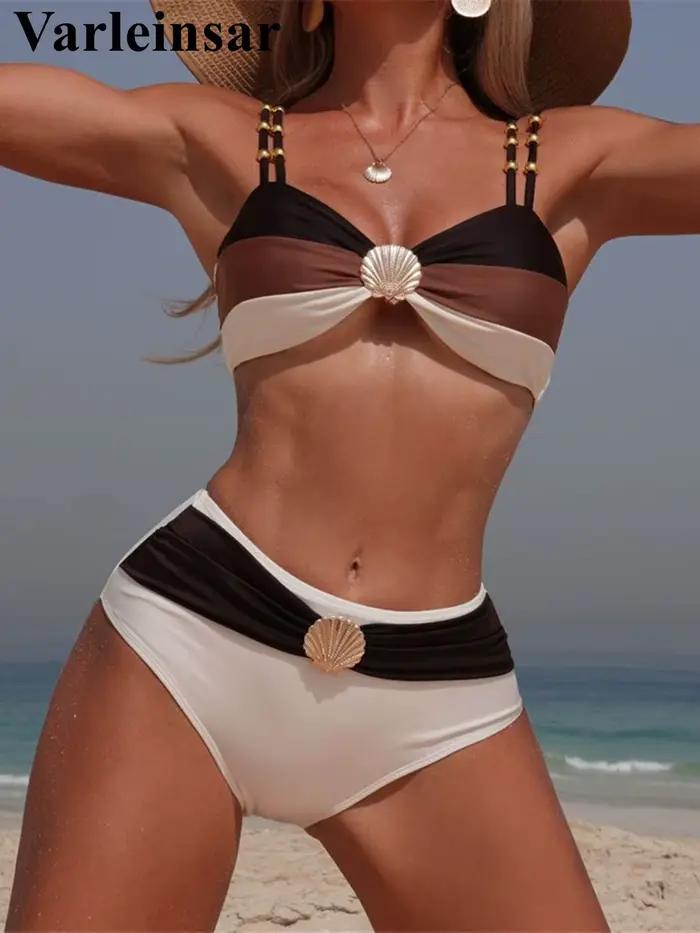 2026 Maillot de bain femme deux pièces à coque métallique