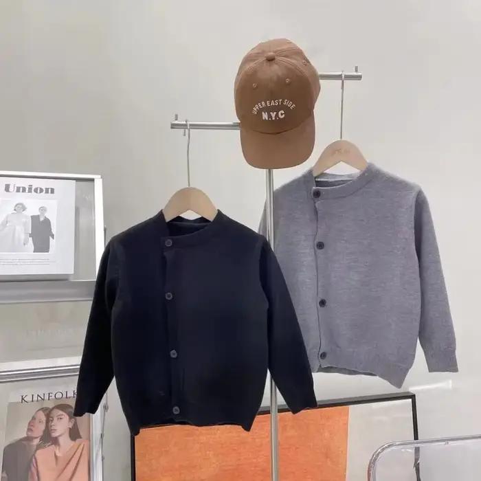Cardigan Triblockchain à lèvent Irréguliers pour Bébé Fille et Garçon, Pull Solide, Vêtement d'Hiver, Printemps et Automne, 80-140cm