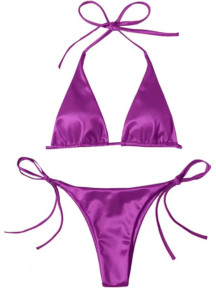 Maillot de bain brésilien sexy en satin à 13 couleurs pour femme