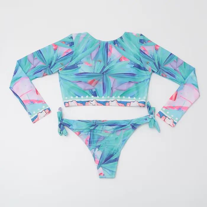 2025 nouveau à manches longues Bikini ensemble femmes deux pièces maillot de bain