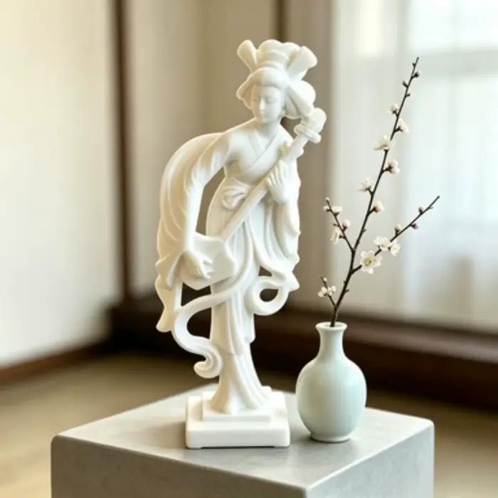 Statue de Geisha japonaise de 13 cm, mini sculpture de bureau japonaise, décoration Zen pour la maison, le bar ou la salle de thé, cadeau sans bords tranchants