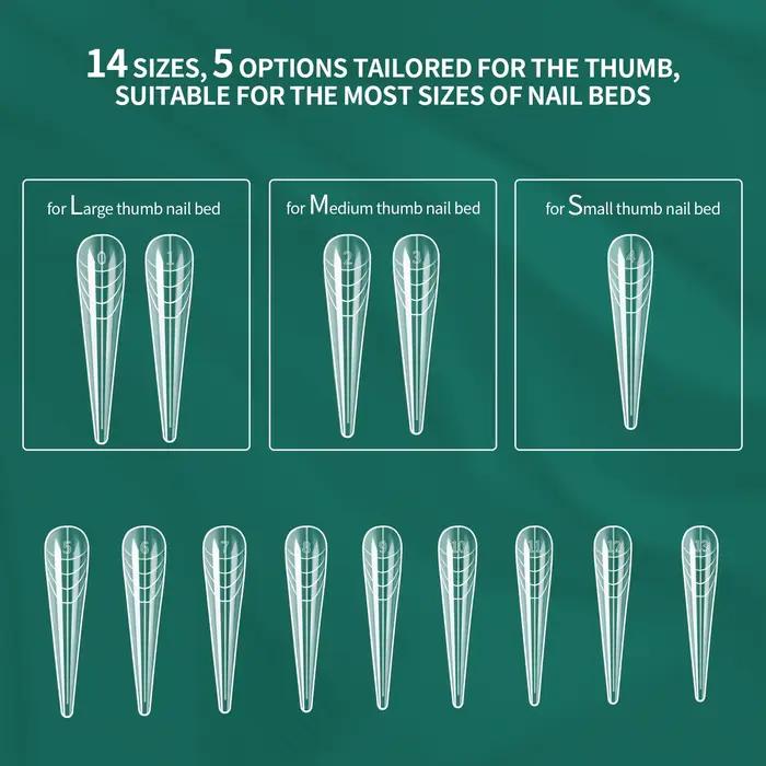 Nailpop – moule à ongles à pression transparente, double forme, couverture complète, 14 tailles avec marquage numérique, plusieurs formes pour effet de manucure française