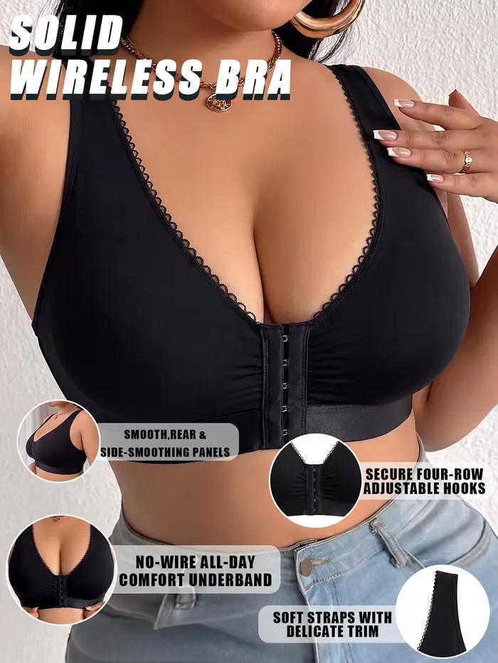 Soutien-gorge Grande Taille Femme, Bonnet Complet, Sans Armature, Non Doublé, Push-Up, Fermeture Avant, Anti-Affaissement, Sculptant et Confortable