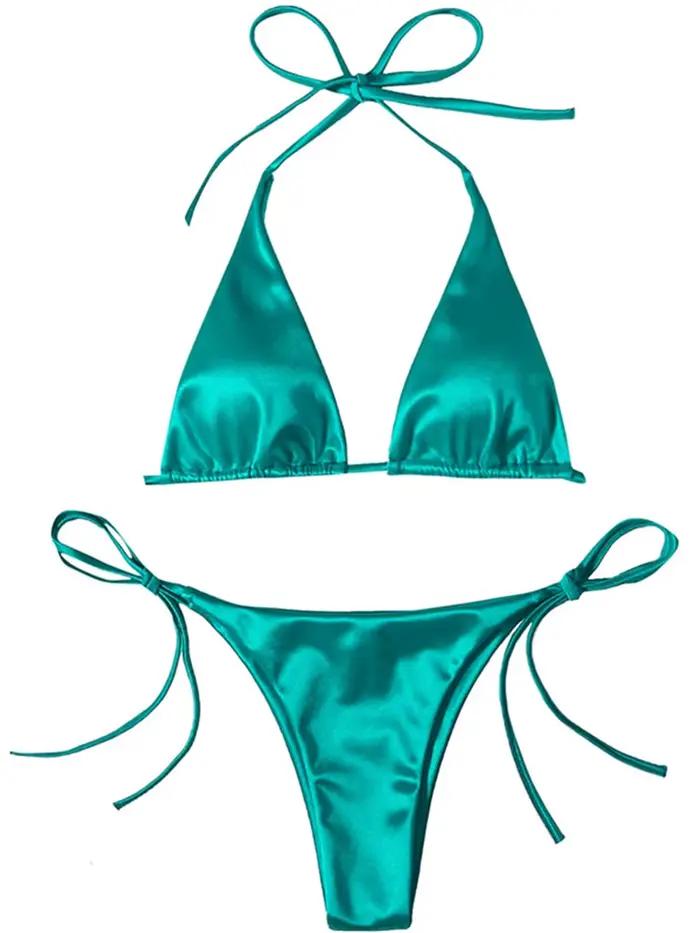 Maillot de bain brésilien sexy en satin à 13 couleurs pour femme