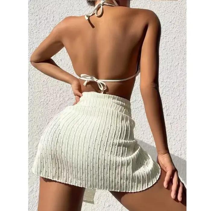 À la mode femmes 3 pièces licou Bikini ensemble Sexy string maillot de bain été