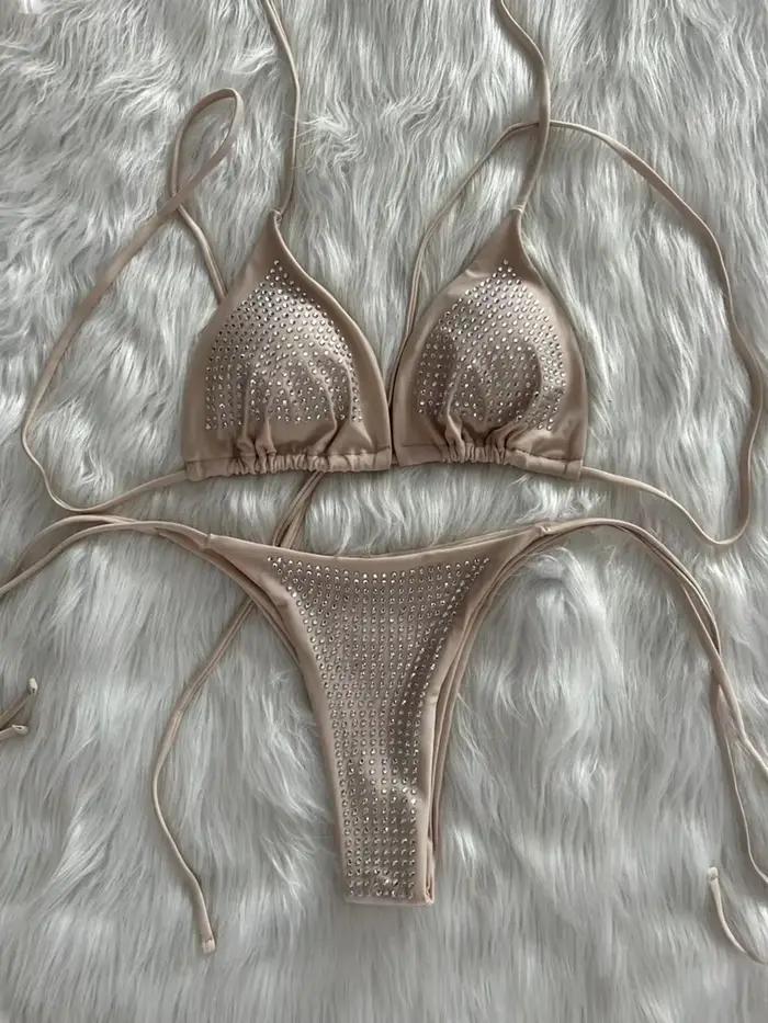 Brillant paillettes diamant Bikini femmes maillots de bain femme maillot