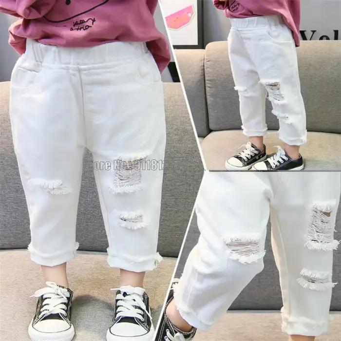 Jeans déchirés pour garçons et filles, pantalons de printemps et d'automne, vêtements de Style décontracté pour enfants